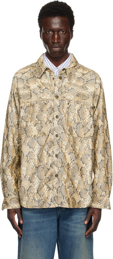Paita ISABEL MARANT Isabel Marant Victor Snakeskin Print Shirt Beige | CH0196HA-B4G02H, 0