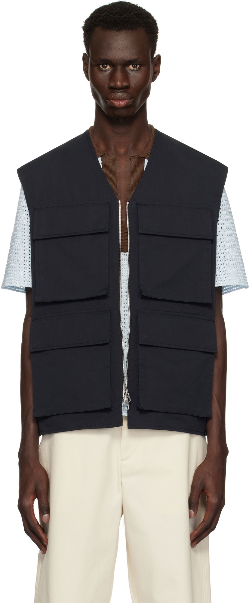 Liivi Jil Sander Jil Sander Bellows Pocket Vest Tummansininen | J22SW0001_J45266