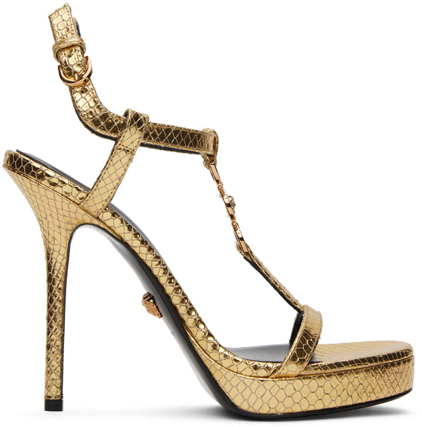 Asusteet Versace Versace Medusa '95 Metallic Heeled Sandals Metallinen | 1013713_1A10001_1X24V