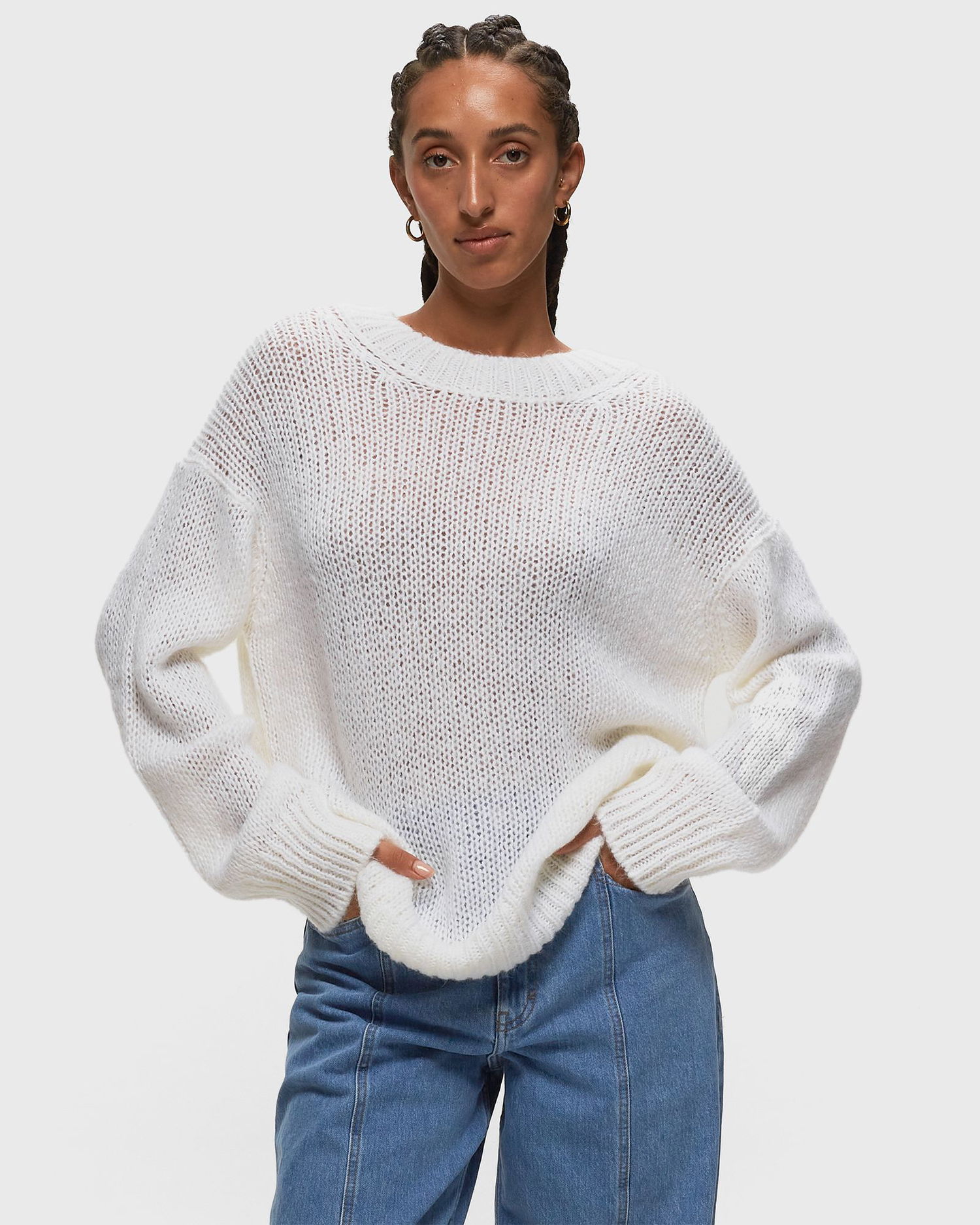 Villapaita Samsoe Samsoe Samsøe & Samsøe SARAH Crew Neck Knit Sweater, L Valkoinen | F23300137, 1