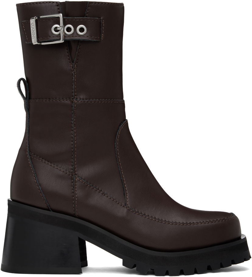 Vaatteet GANNI GANNI Feminine Buckle Platform Boots Ruskea | S2785