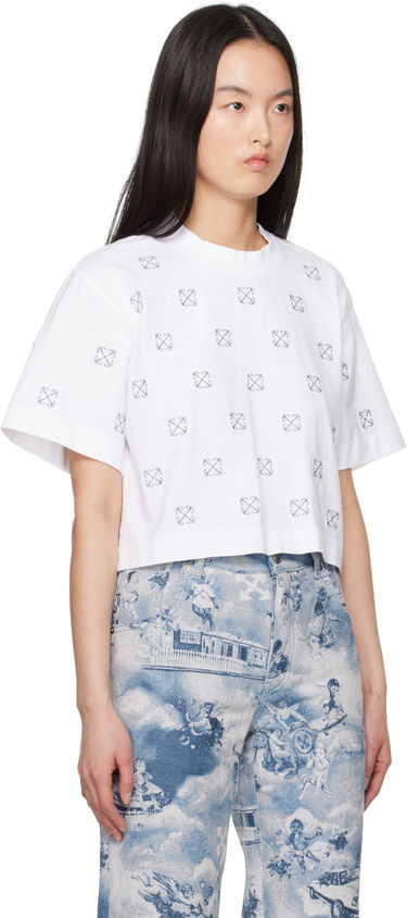 Crop top Off-White Off-White Little Arrows Lurex Crop T-Shirt Valkoinen | OWAA090S25JER0040172, 1