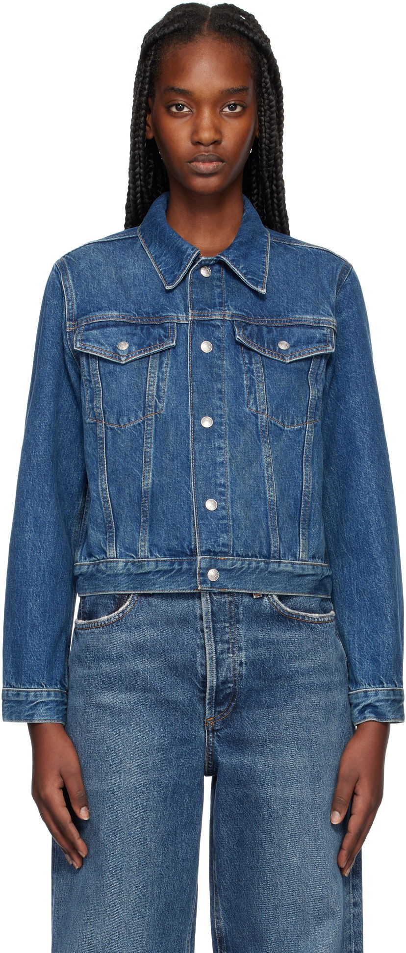 Takki RE/DONE Baby Trucker Denim Jacket Sininen | 188-06WTRUCKR