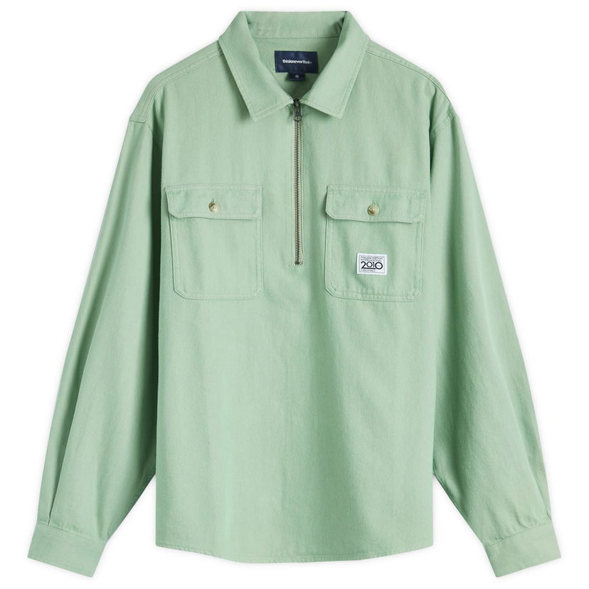 Paita thisisneverthat Quarter Zip Shirt Large Green Vihreä | TN243WSHTL04-GRN