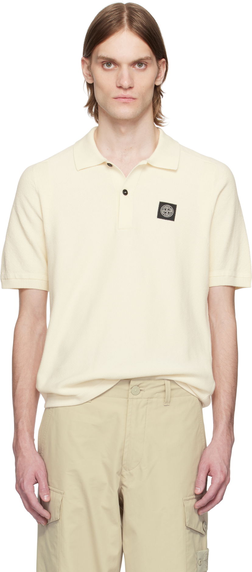 Poolopaita Stone Island Stone Island Soft Organic Cotton Micro Stitch Polo Valkoinen | K1S15 5100033 S00B5