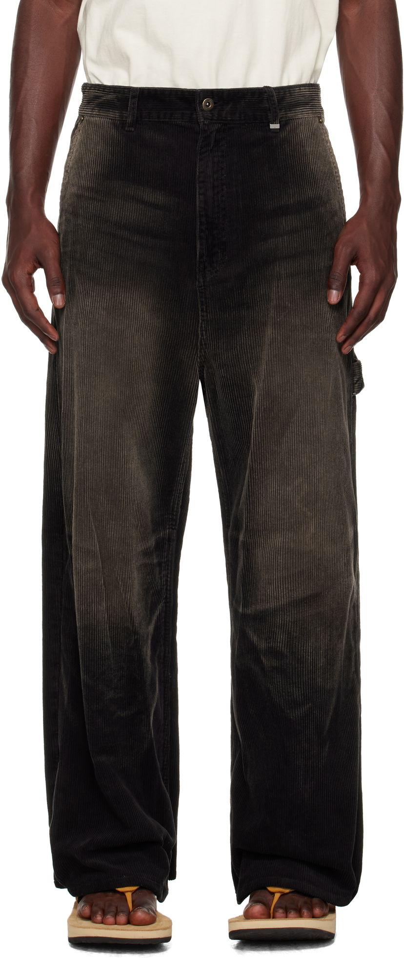 Housut We11done We11done Vintage Wash Corduroy Trousers Musta | WD-DP2-25-350-M-BK