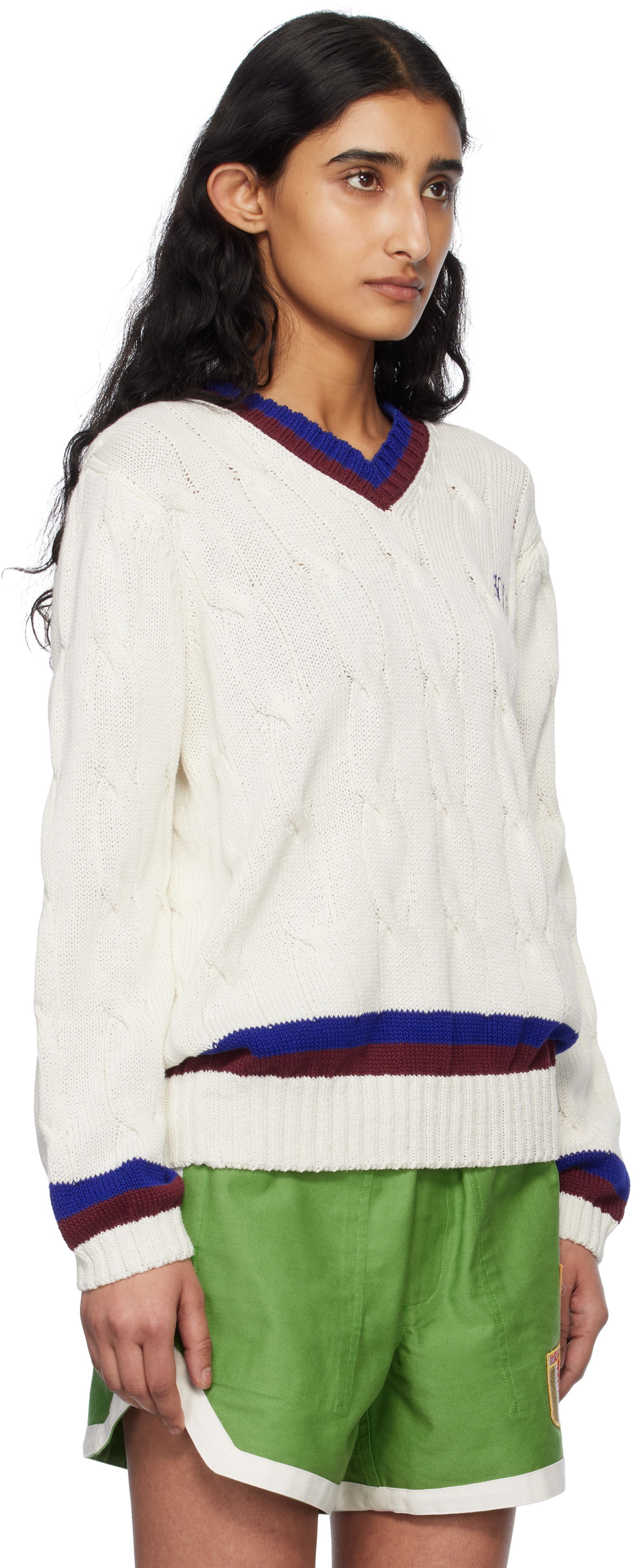 Villapaita Bode Bode Tennis Knit Sweater Valkoinen | MRS25KT052, 1