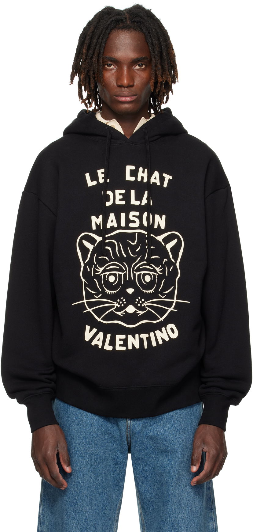 Huppari Valentino Valentino 'Le Chat De La Maison' Print Hoodie Musta | 7V3MF28NB33