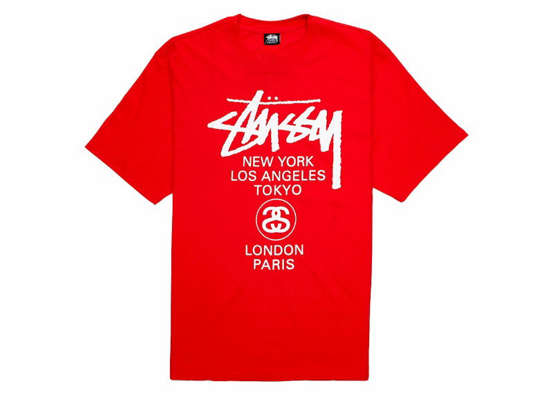 T-paita Stüssy World Tour Graphic T-Shirt Punainen | 3903713-DRED