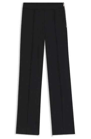 Housut BOSS Flared Jersey Trousers with Front Seam Musta | 50542730