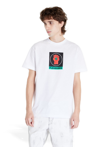T-paita Pleasures Badge T-Shirt Valkoinen | P22W053 WHITE