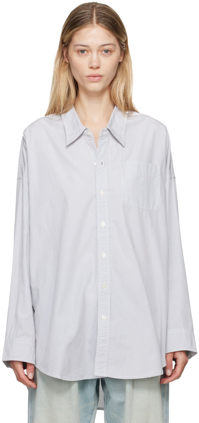 Paita R13 R13 Drop Neck Striped Shirt Sininen | R13W7469-302