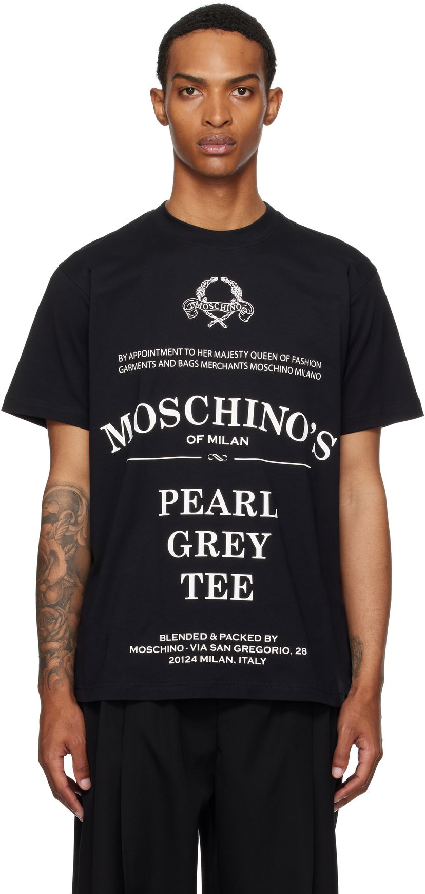 T-paita Moschino Printed Organic Cotton T-Shirt Musta | 252ZZ070852411555