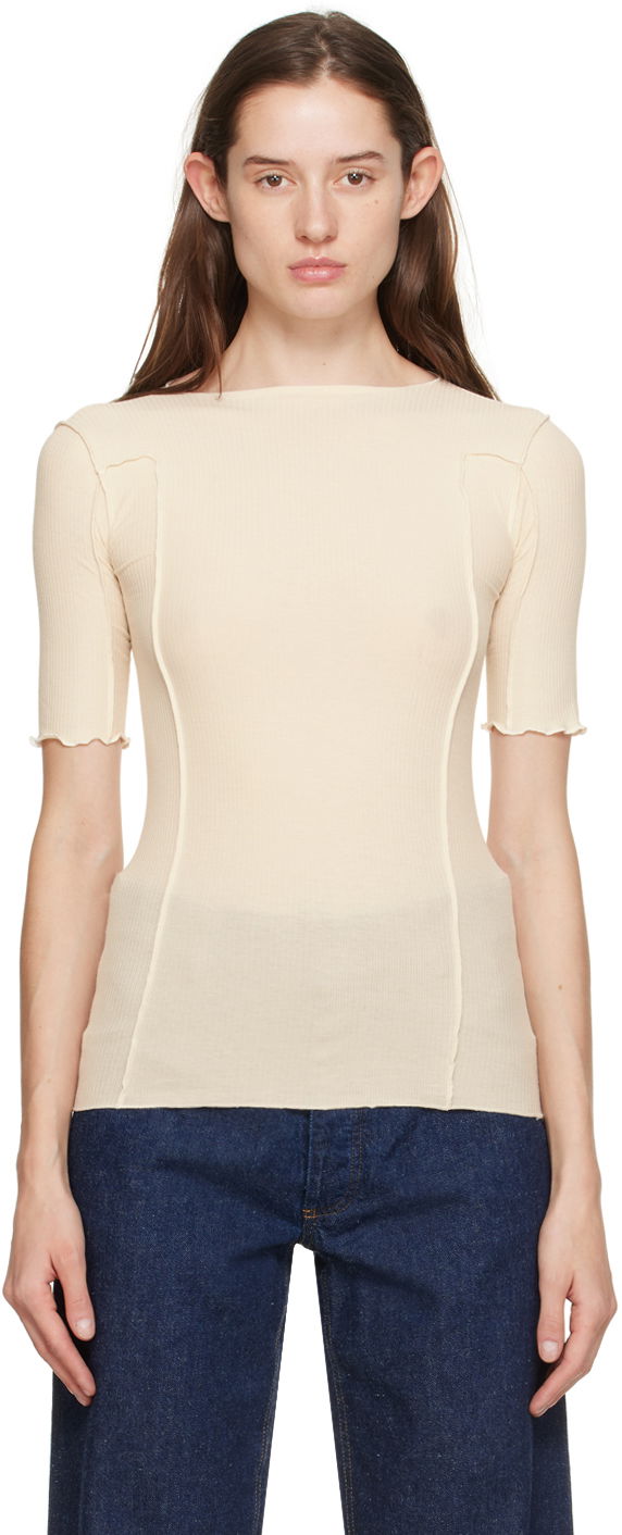 T-paita Baserange Fitted Short Sleeve T-Shirt Beige | TTO3-RB-000
