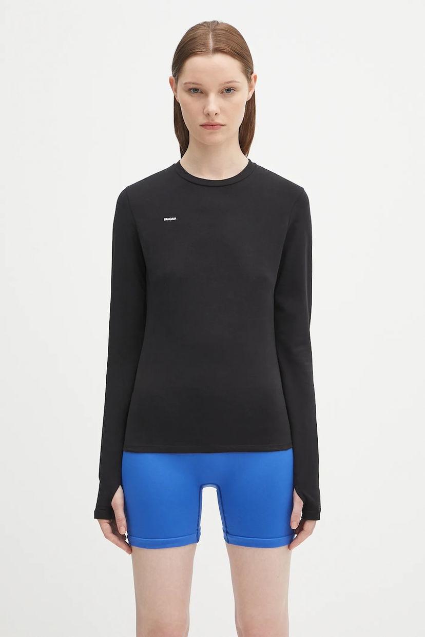 T-paita PANGAIA Pangaia Cotton-Stretch Long-Sleeved Top Musta | 10002429