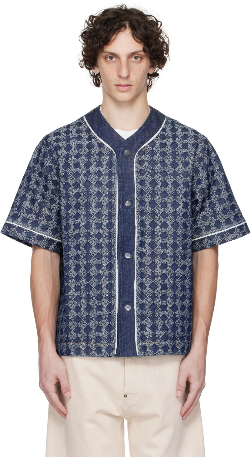 Paita AMIRI AMIRI MA Quad Baseball Denim Shirt Sininen | AMDNIR1042