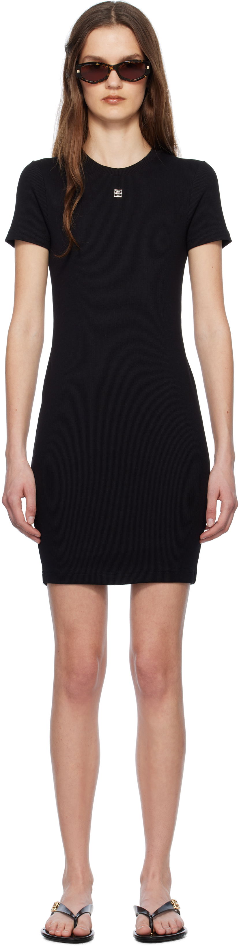 Mekko Givenchy Givenchy 4G Ribbed Tank Mini Dress Musta | BW22CM3YQS001