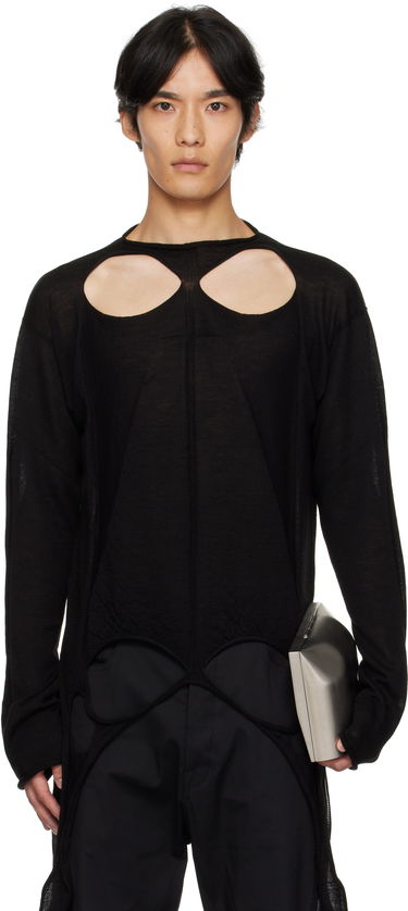 Villapaita Rick Owens Rick Owens Concordians Slashed Pull Sweater Musta | RU02E1671 ML, 0