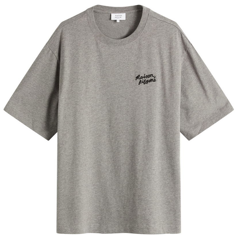 T-paita MAISON KITSUNÉ Maison Kitsuné Handwriting Embroidery Oversize T-Shirt, Size Large Harmaa | OM00123KJ0119-H131