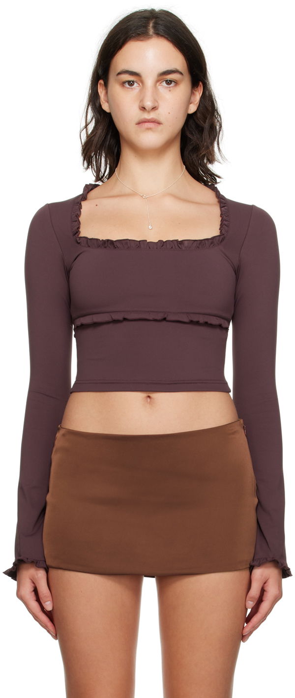 T-paita GUIZIO Guizio Fleur Long Sleeve Top Violetti | F23104K006