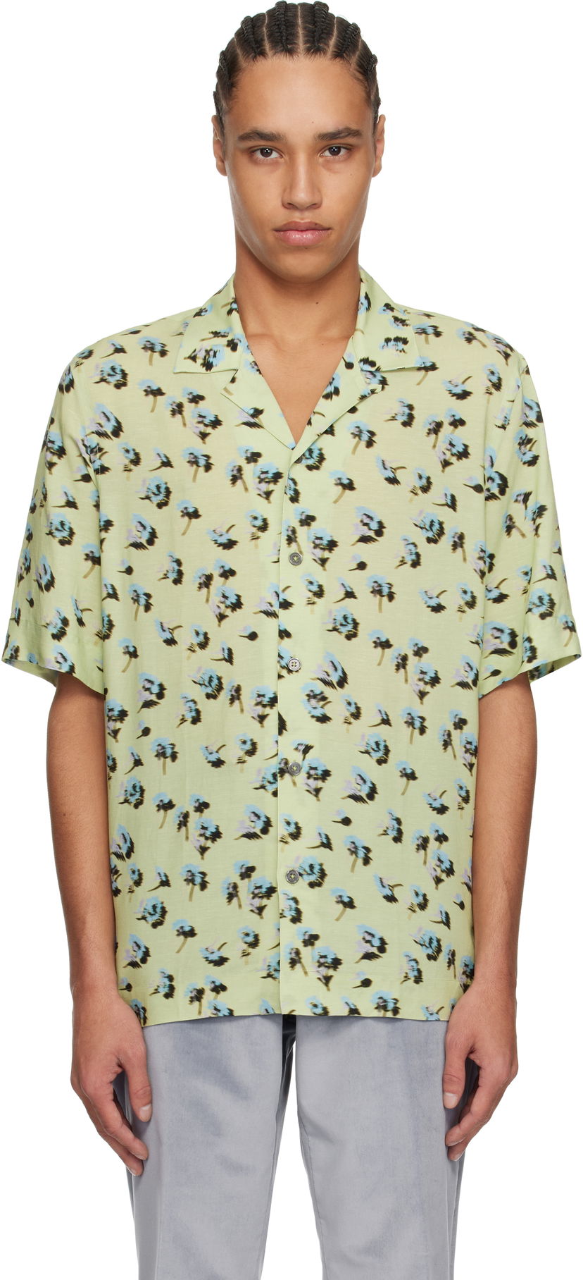 Paita Paul Smith Paul Smith Short Sleeve Regular Fit Floral Shirt Vihreä | M1R-905U-P02577-32