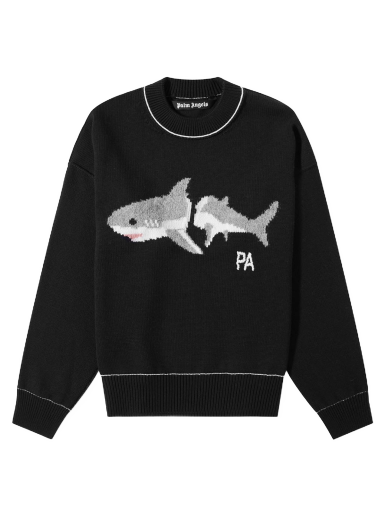 Villapaita Palm Angels Shark Crew Knit Musta | PMHE007S23KNI0061005