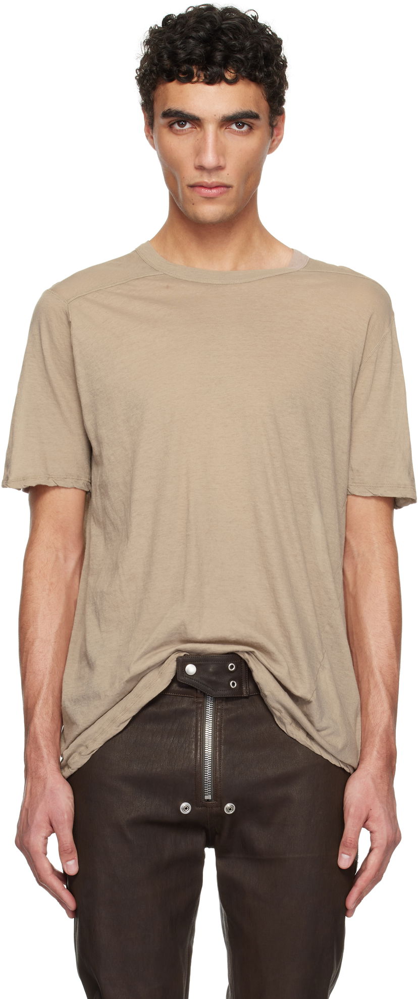 T-paita Rick Owens Rick Owens Hollywood Level T-Shirt Beige | RU01E5264 UC