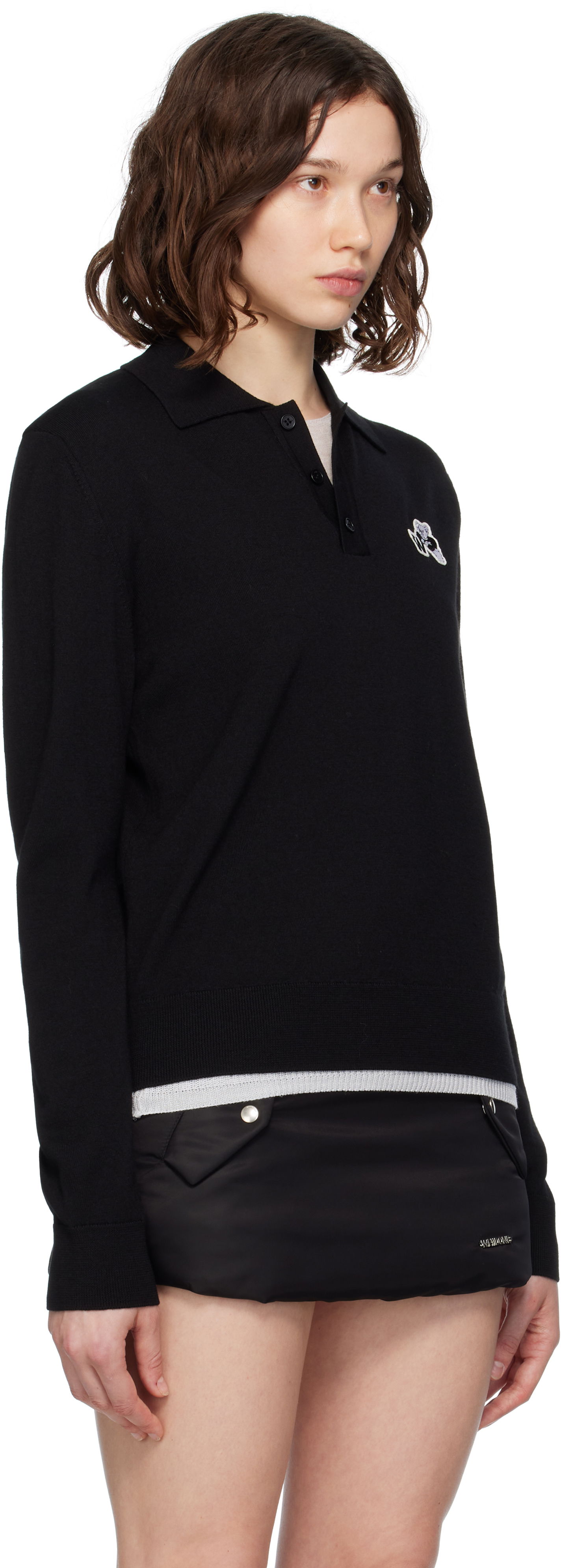 Poolopaita We11done We11done Wool Polo with Logo Patch Musta | WD-KT2-25-680-W-BK, 1