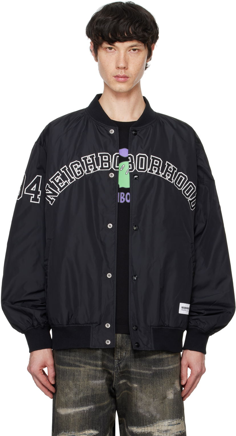 Bomber-takki Neighborhood Baseball Bomber Jacket Musta | 242TSNH-JKM04