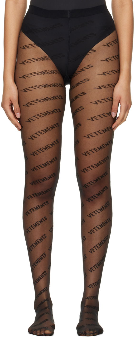 Sukat VETEMENTS Monogram Logo Tights Musta | WA53TI100B