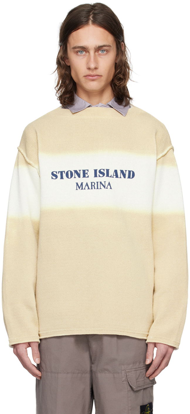 Villapaita Stone Island Beige Printed Sweater Beige | 8015508XA