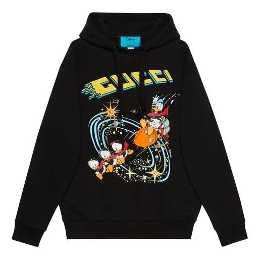 Huppari Gucci Disney x  Cartoon Donald Duck Print Hoodie Musta | 615061-XJDC6-1043