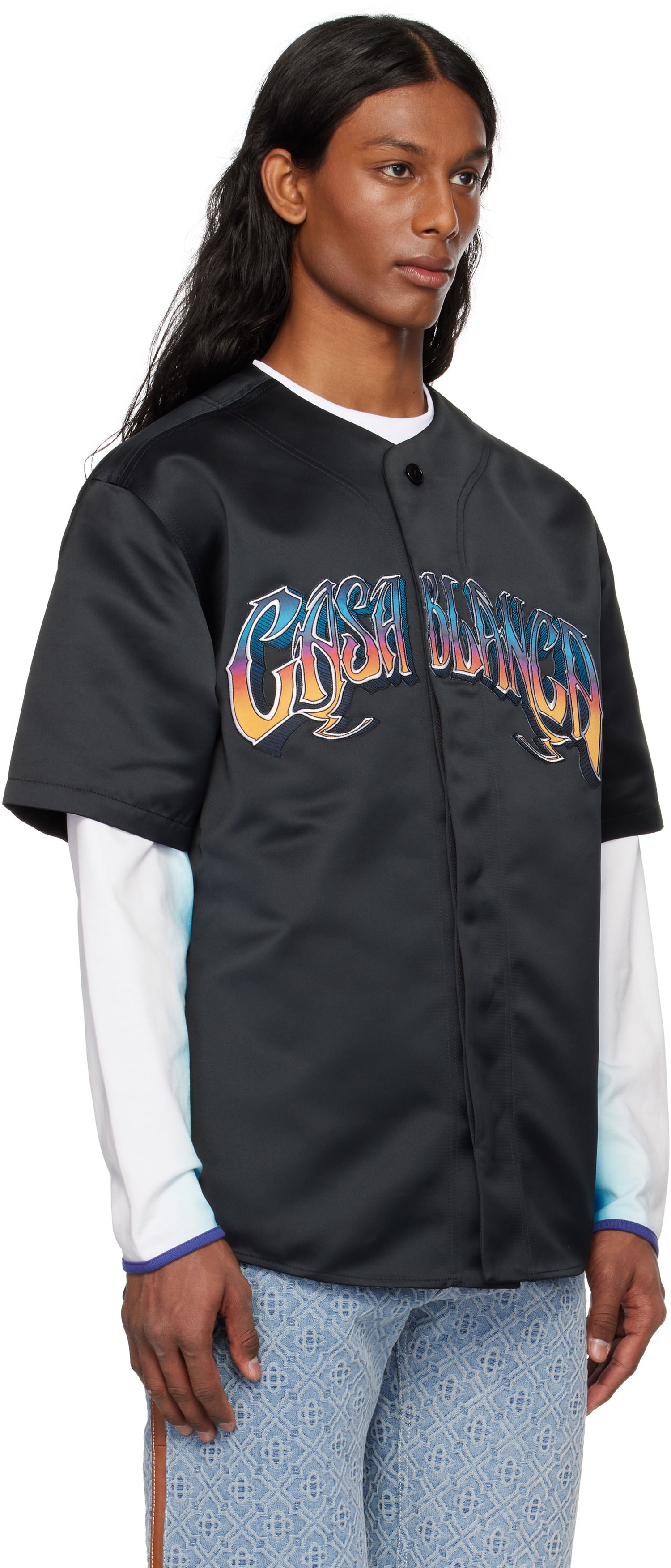 Jersey Casablanca Casablanca Gothic Baseball Shirt Musta | MS25-SH-153-01, 1