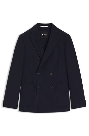 Takki BOSS BOSS Double-Breasted Seersucker Blazer Tummansininen | 50553872