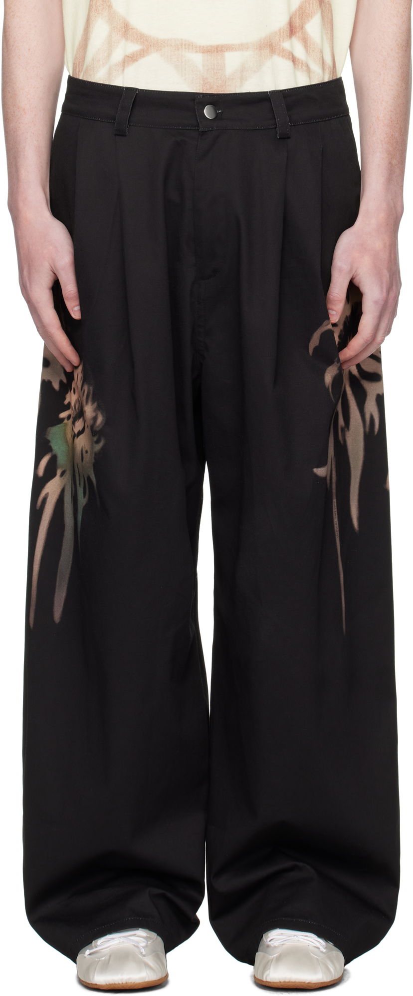 Housut Collina Strada Collina Strada Catchfly Pleated Printed Trousers Musta | XX6042-B