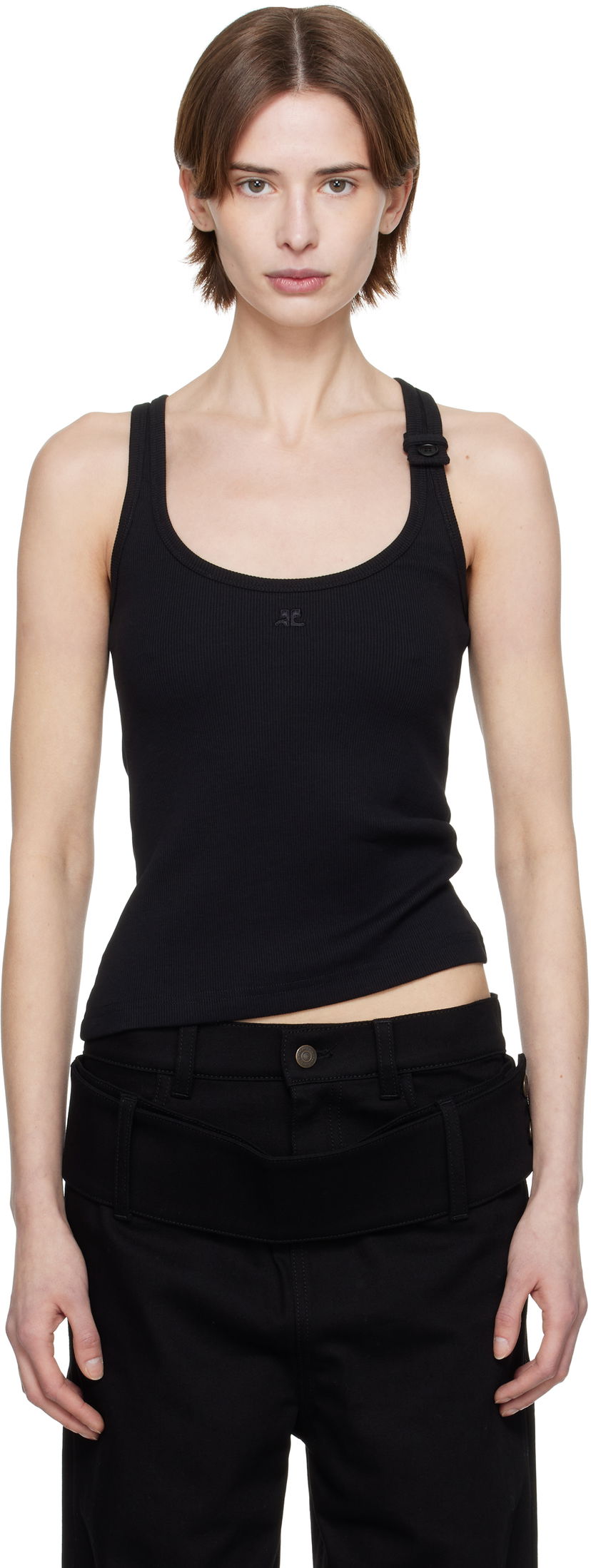 Tankkitoppi Courrèges Courrèges 90's Rib Tank Top Musta | 125JDE123JS0194