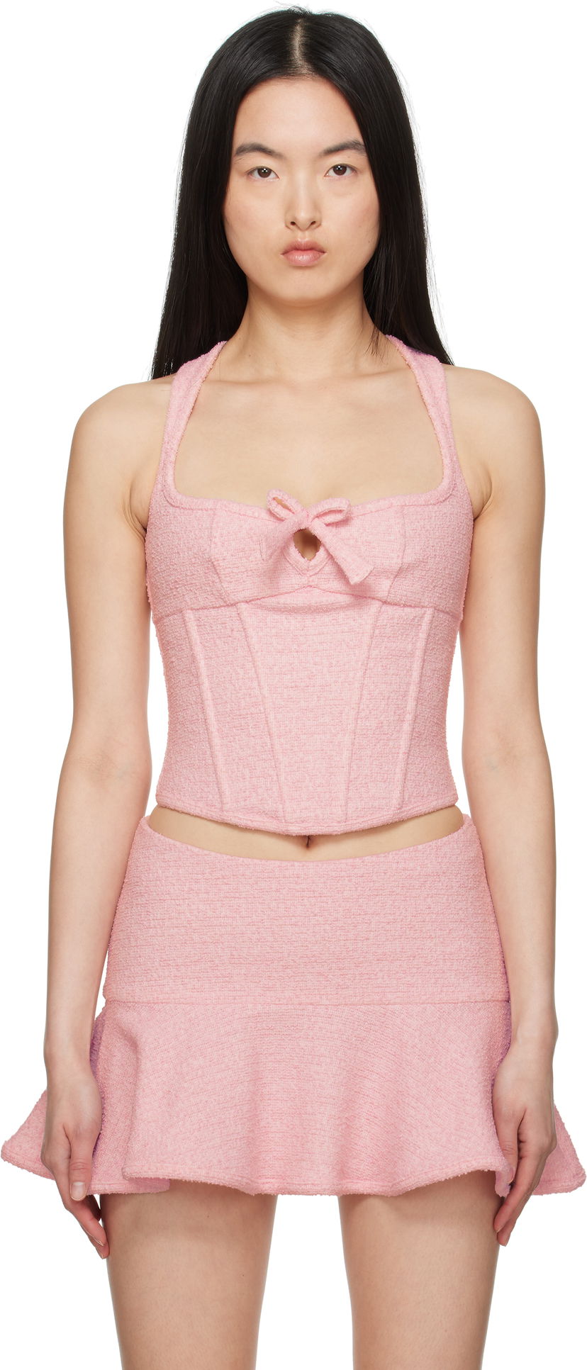 Mekko MISBHV MISBHV Tweed Corset Top Vaaleanpunainen | 250W103