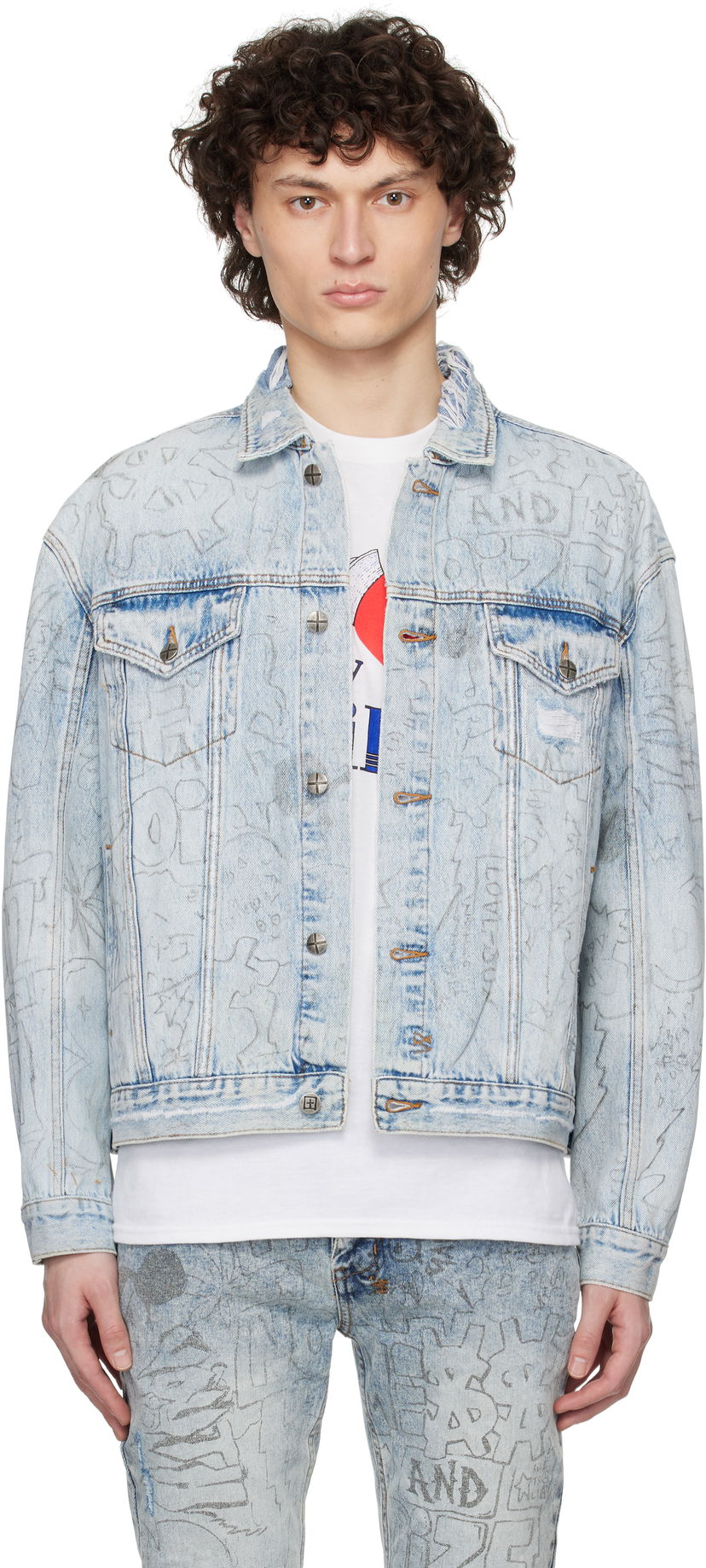 Takki Ksubi Oh G Graffiti Print Denim Jacket Sininen | MSP25JK005