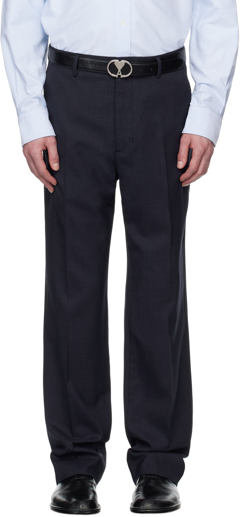 Housut AMI AMI Paris Straight Fit Trousers Tummansininen | HTR506.WV0043