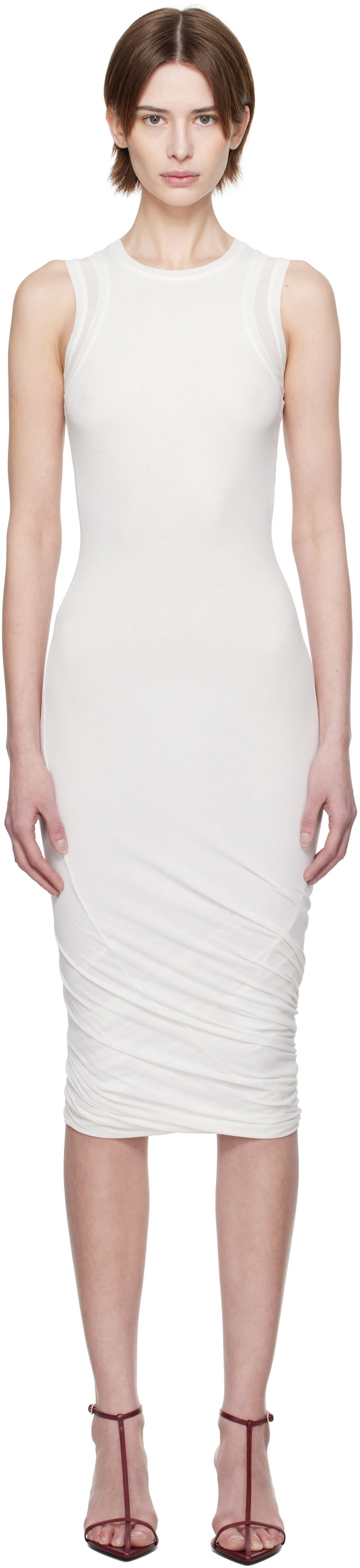 Mekko Jil Sander Jil Sander Sleeveless Twisted Midi Dress Valkoinen | J02CT0505_J20249