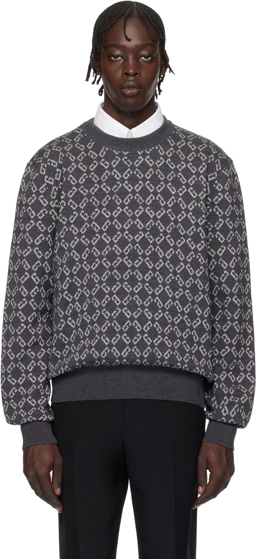 Villapaita Givenchy Monogram Jacquard Sweater Harmaa | BM90TH4YKY030