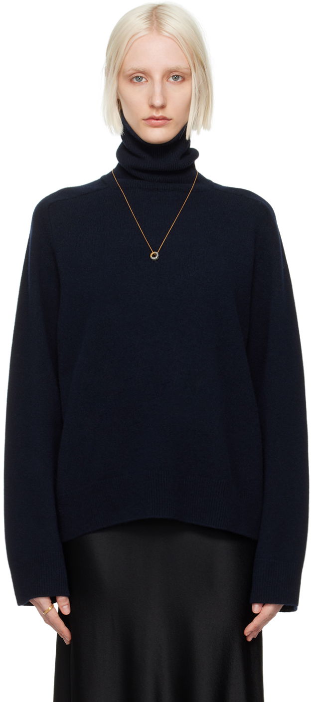 Villapaita Maison Margiela Navy Gauge 7 Turtleneck Musta | S50HL0032 M13058