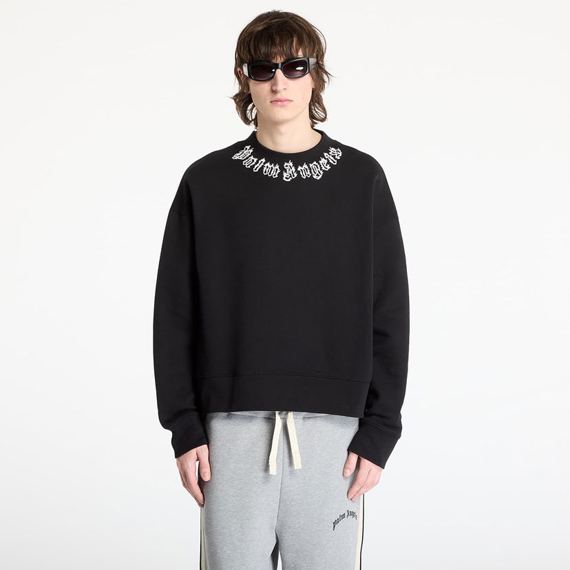 Villapaita Palm Angels Palm Angels Neck Logo Crew Sweatshirt Musta | PMBA026S25FLE0021003
