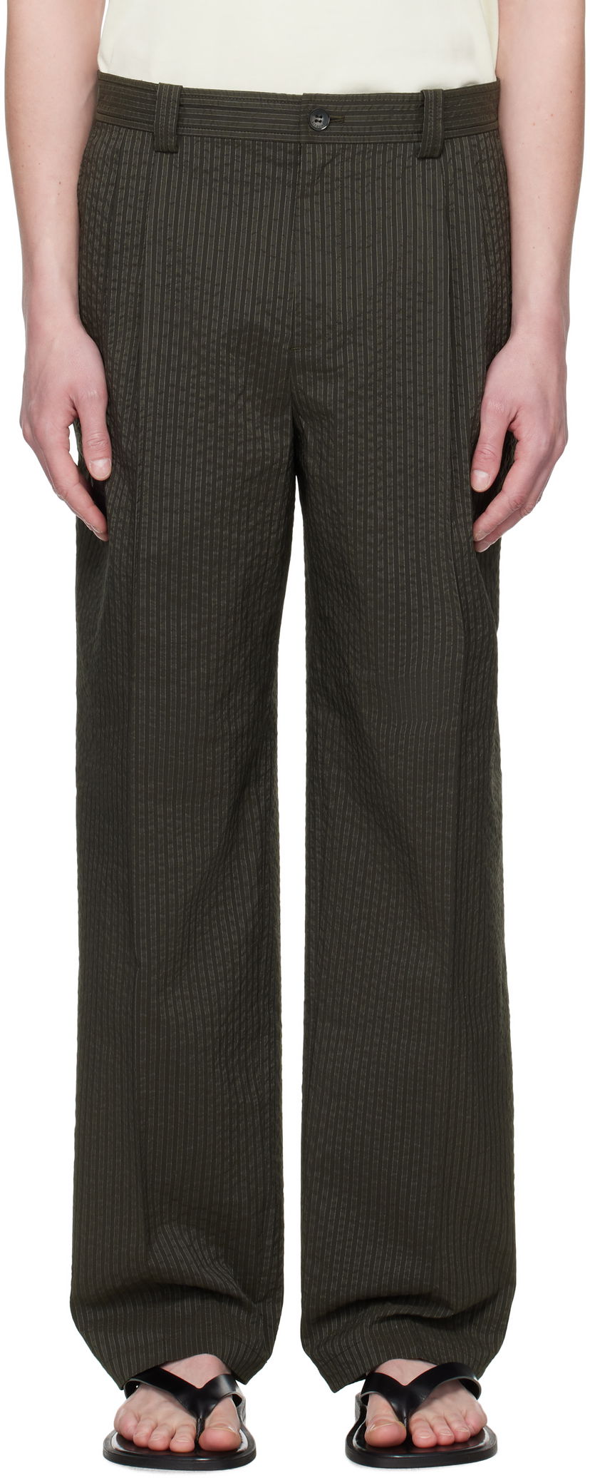 Housut MAISON KITSUNÉ Maison Kitsuné Relaxed Pleated Trousers Vihreä | OM01112WC5032