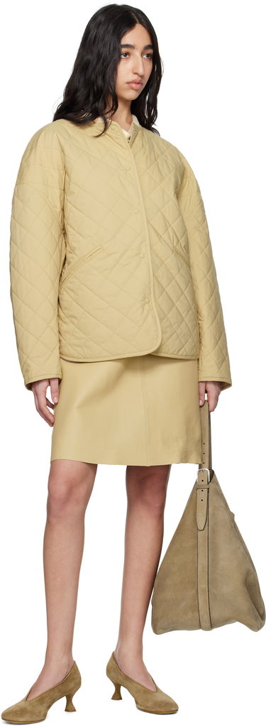 Puffer takki TOTEME TOTEME Quilted Snap Button Jacket Beige | 242-WRO1116-FB0157, 3