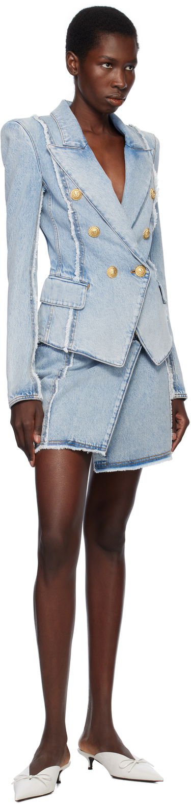 Takki Balmain Balmain 6-Button Tailored Denim Blazer Sininen | EF0SG220DF75, 3