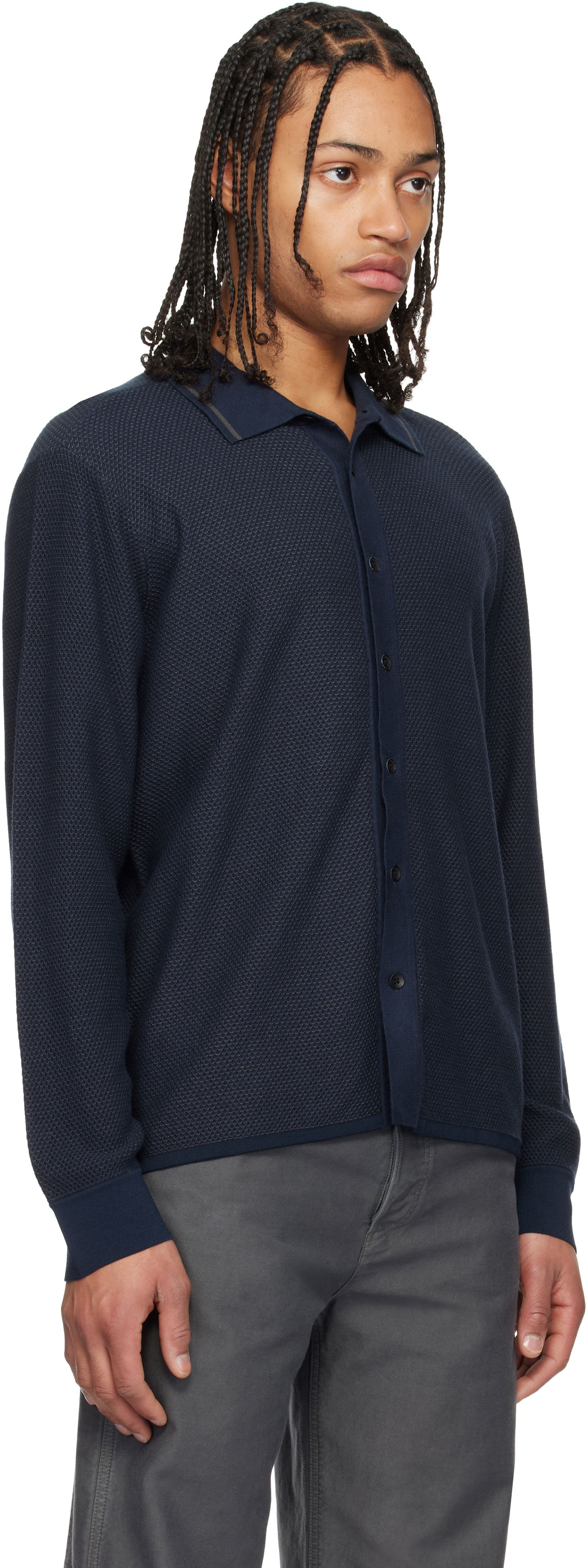 Villapaita rag & bone Rag & Bone Harvey Knit Polo Shirt Tummansininen | MBS24H040BC40, 1