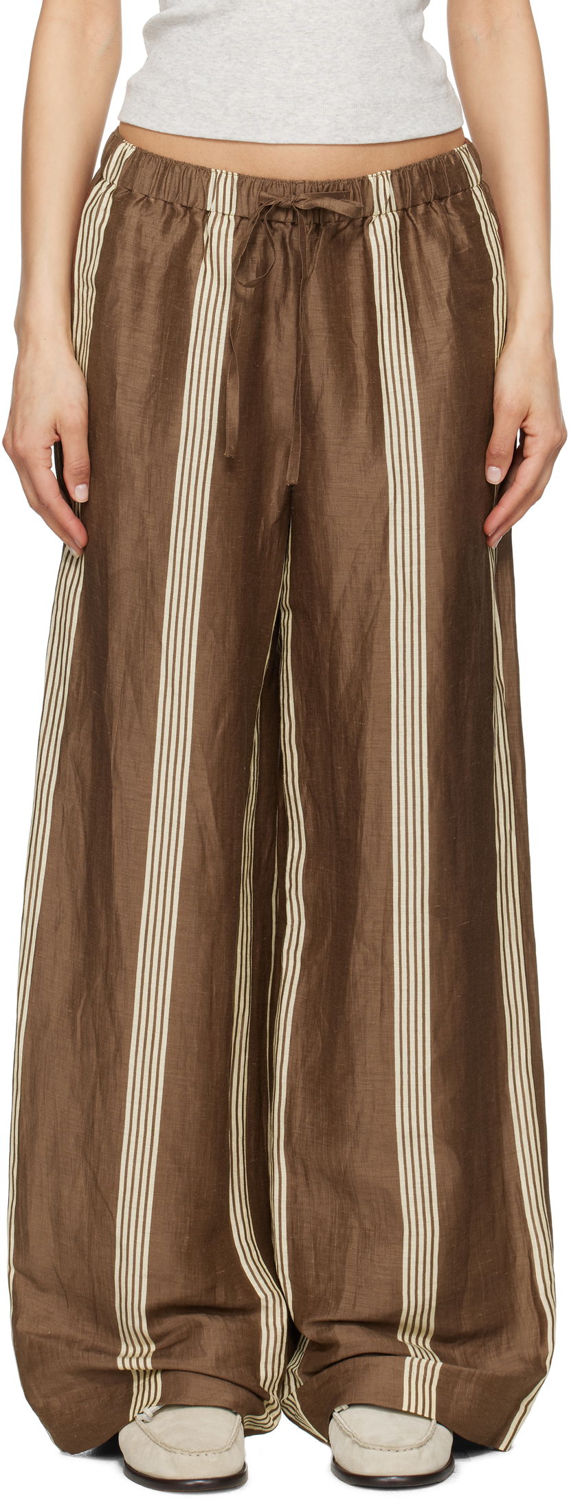 Housut rag & bone rag & bone Olivia Linen Trousers Ruskea | WAW25S70219321