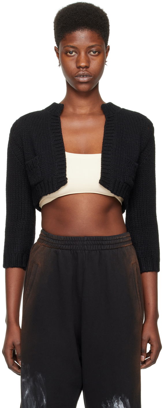 Villapaita We11done Patch Pocket Cropped Cardigan Musta | WD-KC0-24-645-W-BK