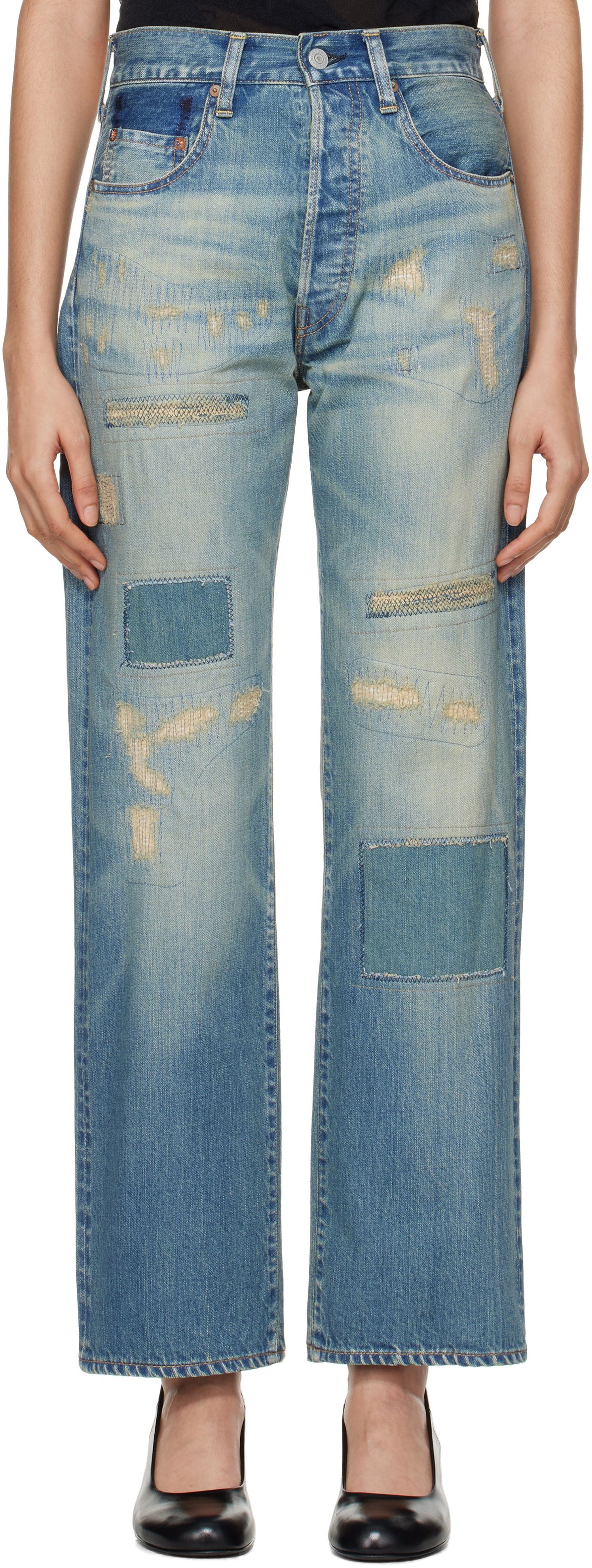 Jeans Junya Watanabe Customized Edition Distressed Jeans Sininen | JN-P106-100, 0